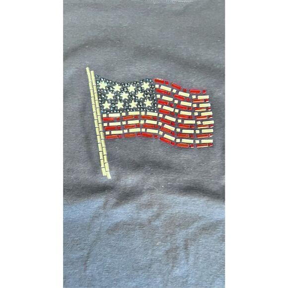 Karen Scott Womens Mixed Print Graphic Tee Intrepid Blue Flag Size 3X NWT P1-91 - Picture 5 of 12